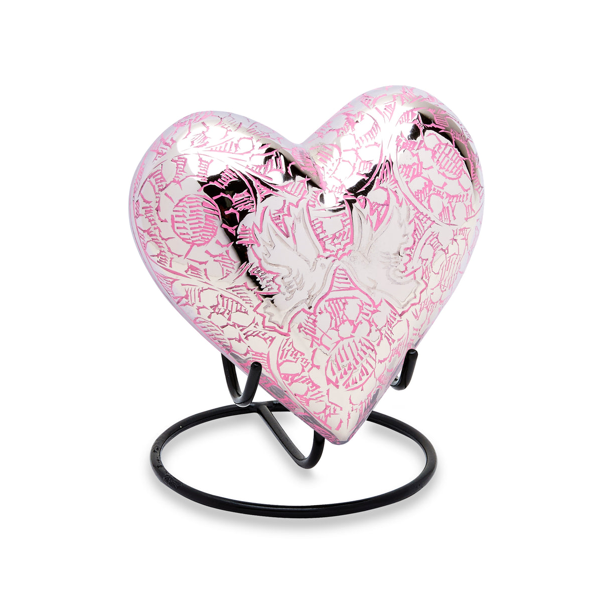 Pink Loving Doves Keepsake Heart image 0