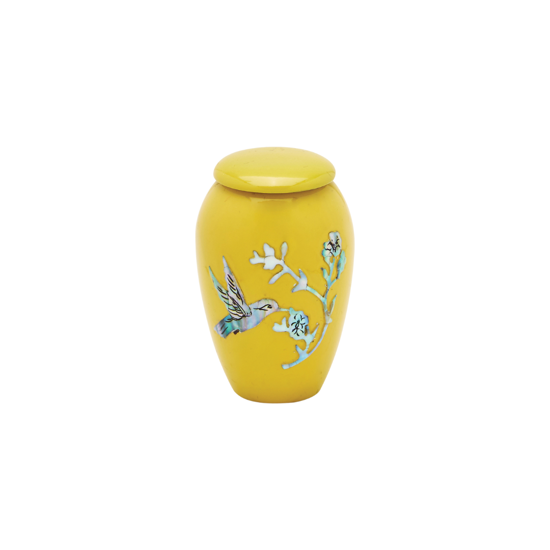 Yellow Hummingbird Keepsake Urn
