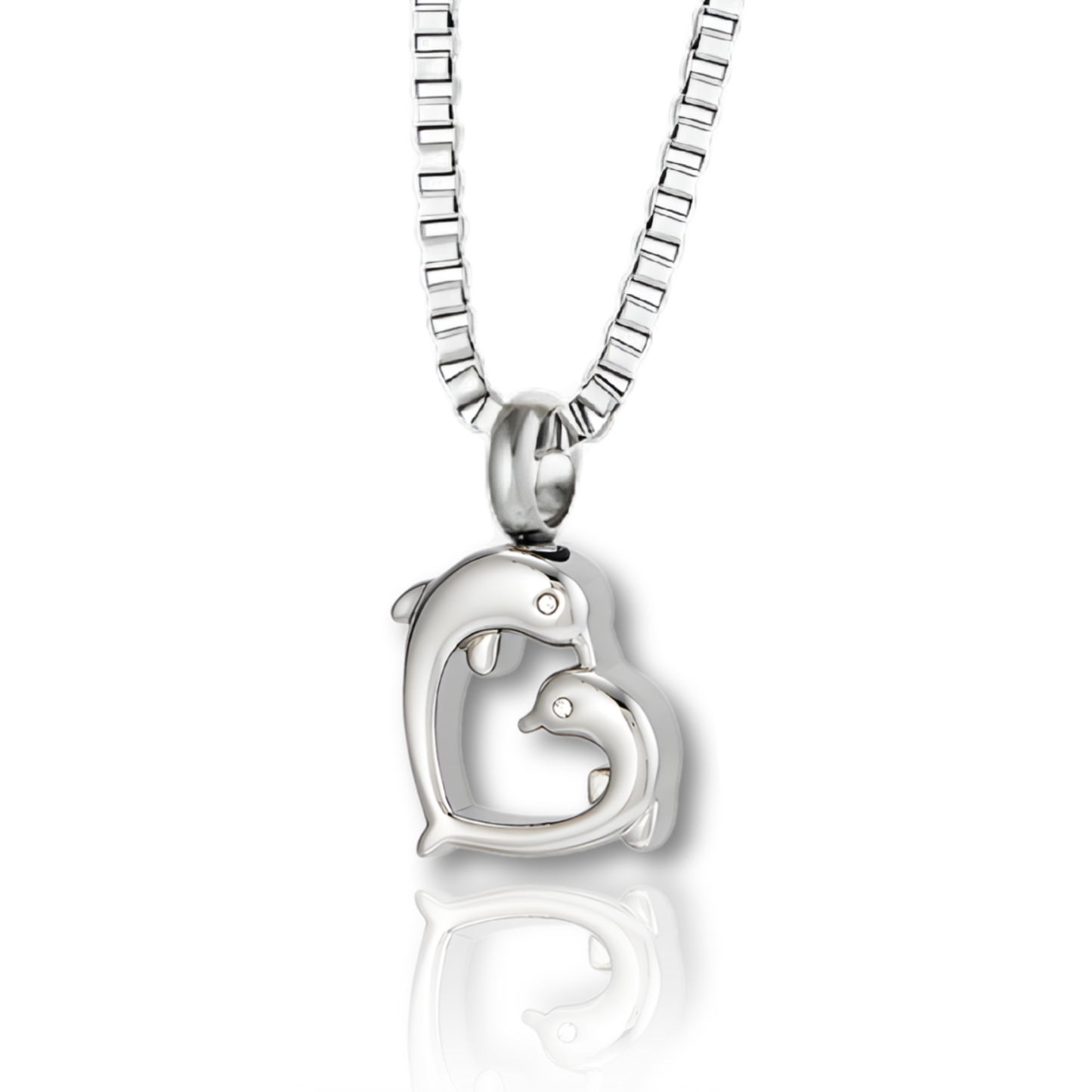 Dolphin Heart Cremation Urn Pendant