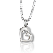 Dolphin Heart Cremation Urn Pendant