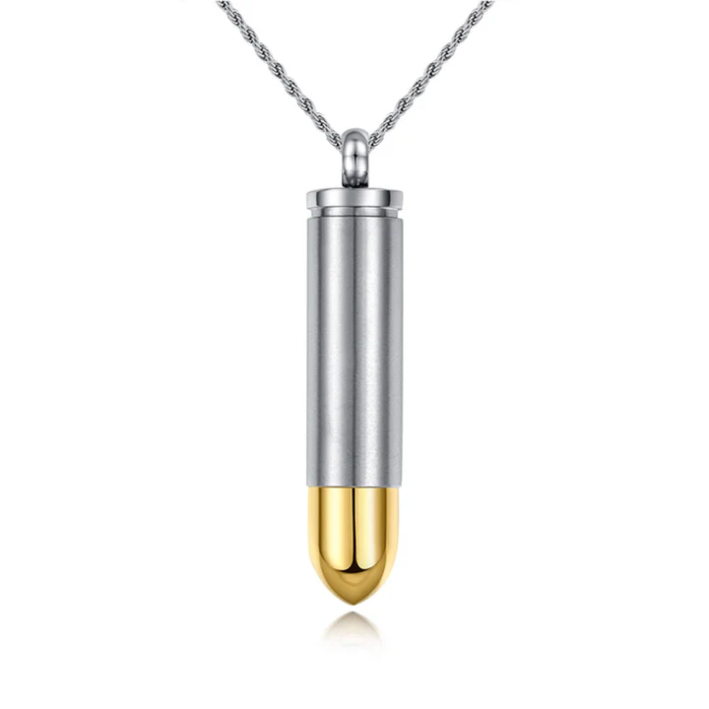 Two Tone Bullet Cremation Urn Pendant