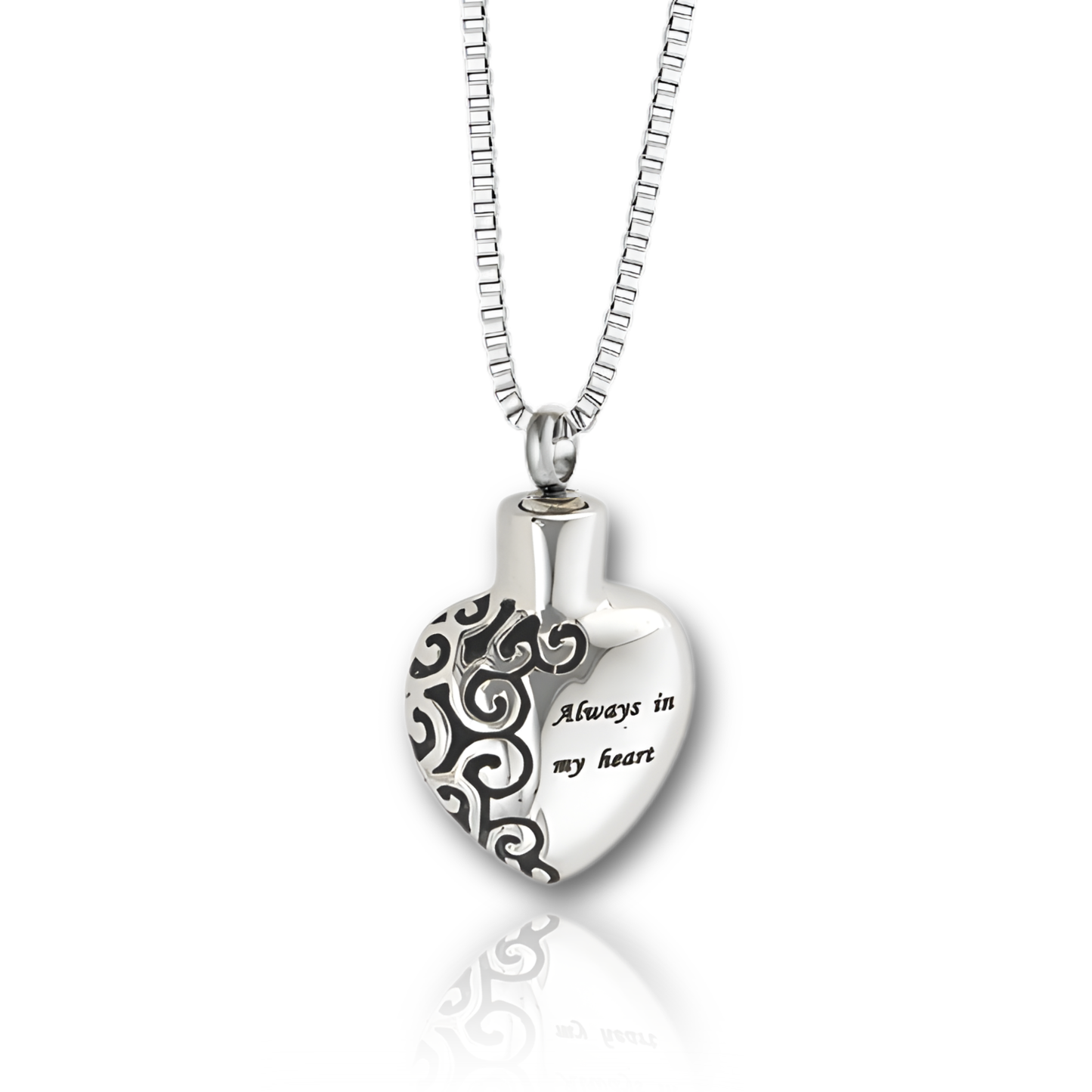 Always in my heart cremation urn pendant