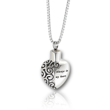 Always in my heart cremation urn pendant