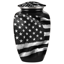 American Flag - Black & White - Adult Cremation Urn